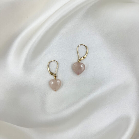 Rose Quartz Heart Earrings