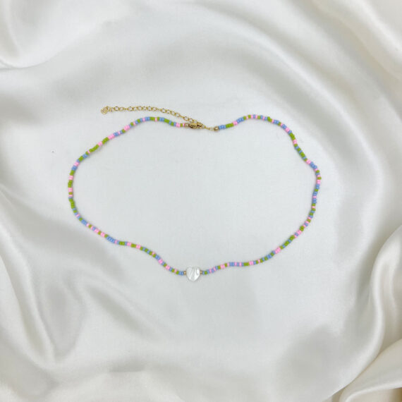 Heart Beaded Necklace in Candy