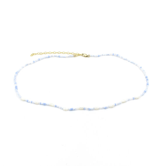 Pearl Accent Beaded Necklace in Sky