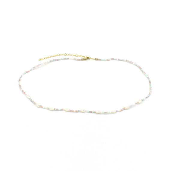 Pearl Accent Beaded Necklace in Beachy