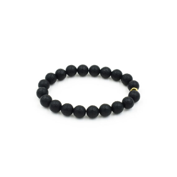 Matte Faceted Onyx Bracelet - 10 mm